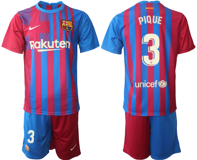 Men 2021-2022 Club Barcelona home red #3 Nike Soccer Jerseys